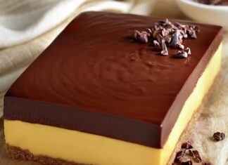Tarta de la abuela de flan con galletas y chocolate