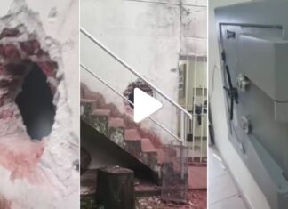 Entraron a un banco por un boquete y no pudieron llevarse nada