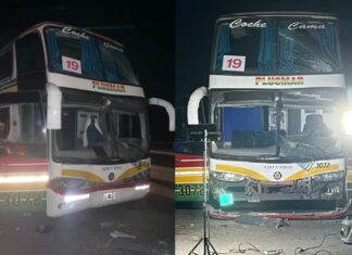 Choque de micros con hinchas de Estudiantes en la Ruta 8 dejó heridos leves y generó alarma