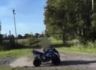 Viralizó videos de su hijo de cinco años manejando un cuatriciclo en la ruta