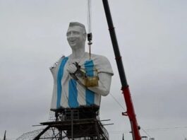A días del debut argentino, en Cutral Co toma forma la gigantesca escultura de Lionel Messi