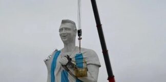 A días del debut argentino, en Cutral Co toma forma la gigantesca escultura de Lionel Messi