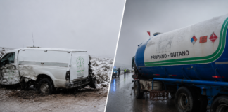 Choque en la Ruta 237: una camioneta funeraria impactó contra un camión que transportaba gas propano