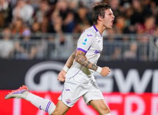 Mastantuono convirtió tres goles y lideró la remontada de Fiorentina en Italia