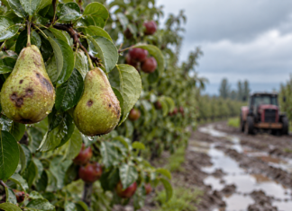 Río Negro: Las lluvias complican la próxima cosecha de peras y manzanas en el Alto Valle